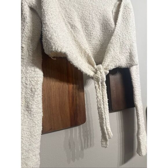 Skims Womens cream Tie Front Cropped Cardigan Sweater Size Small/Medium - Picture 2 of 4